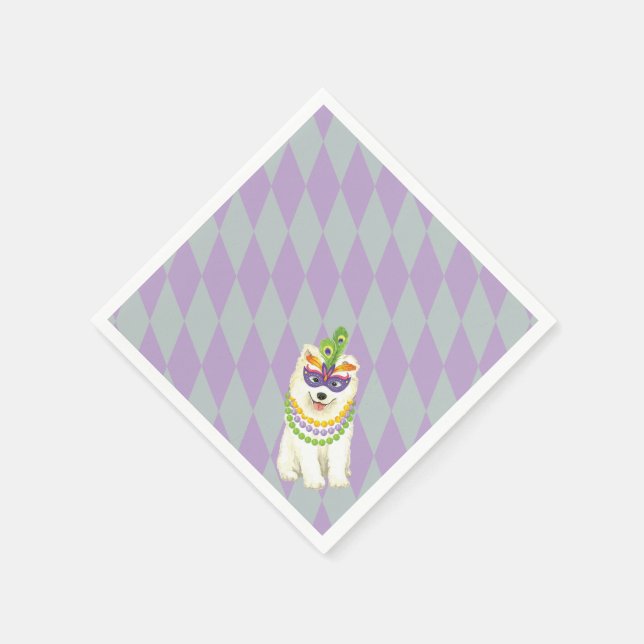 Serviettes Jetables Mardi Gras Samoyed (Coin)