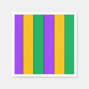 Serviettes Jetables Mardi Gras Stripes Motif violet vert jaune