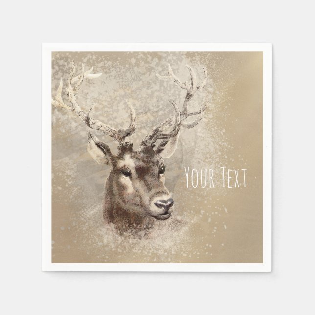Serviettes Jetables Mariage campagnard Rustic Deer Head (Devant)