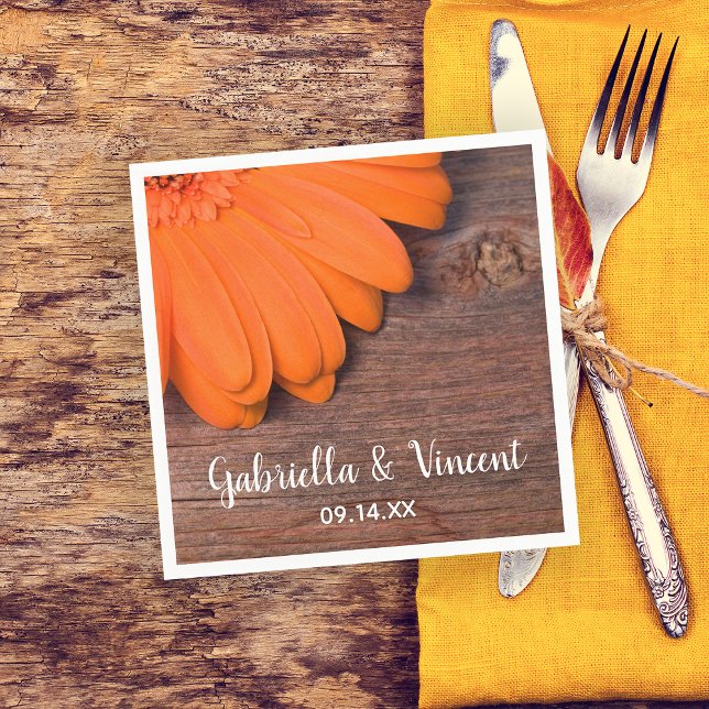 Serviettes Jetables Mariage campagnard rustique en bois d'orange (Créateur téléchargé)