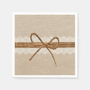 Serviettes Jetables Mariage campagnard Twine Burlap Rustique