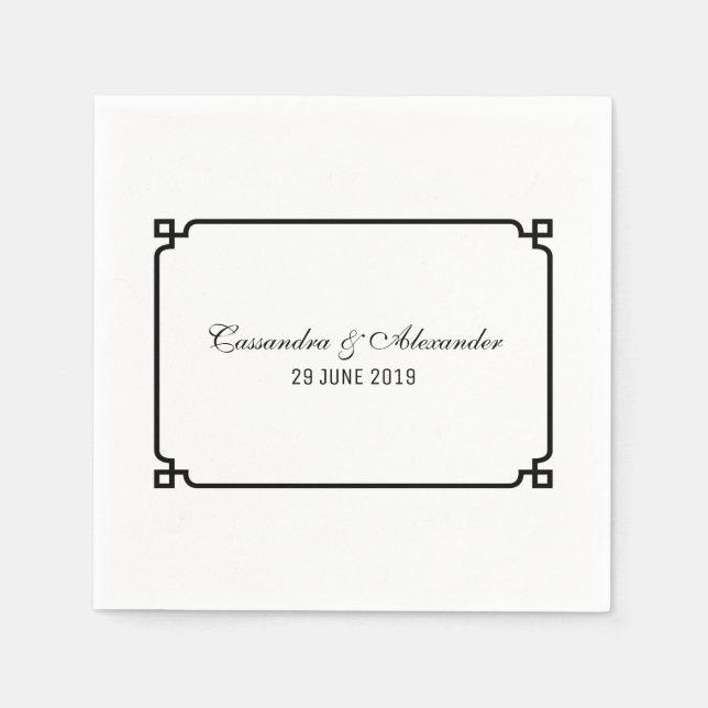 Serviettes Jetables Mariage chic Black Deco (Devant)
