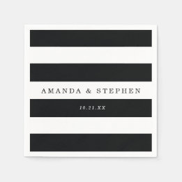 Serviettes Jetables Mariage Chic Black Stripes