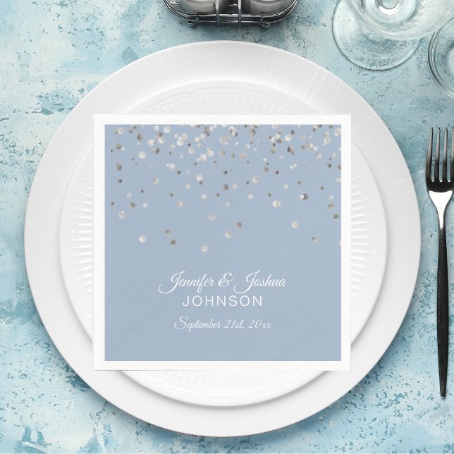 Serviettes Jetables Mariage Confetti en argent Dusty (Créateur téléchargé)