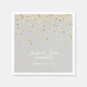 Serviettes Jetables Mariage Confetti gris clair personnalisé