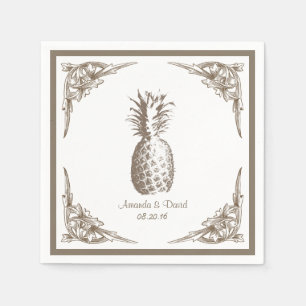 Serviettes Jetables Mariage d'ananas vintage