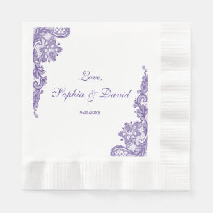 Serviettes Jetables Mariage de dentelle ultra violet moderne