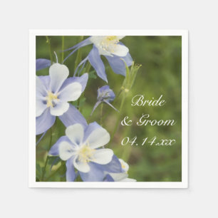 Serviettes Jetables Mariage de fleurs de colonne bleue