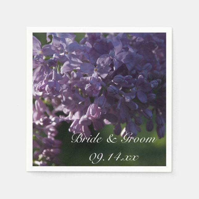 Serviettes Jetables Mariage de fleurs violettes Lilac (Devant)