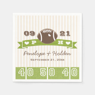 Serviettes Jetables Mariage de football monogramme