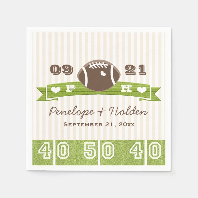 Serviettes Jetables Mariage de football monogramme (Devant)