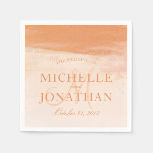 Serviettes Jetables Mariage de lessivage de monogramme de corail et de