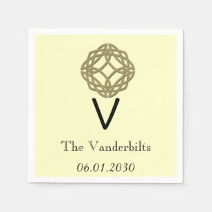 Serviettes Jetables Mariage de monogramme d'ivoire d'éternité celtique