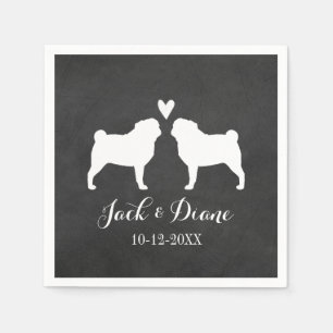 Serviettes Jetables Mariage de Pugs Couple avec Texte Personnalisé