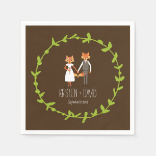 Serviettes Jetables Mariage de renards de bois de Whimsical
