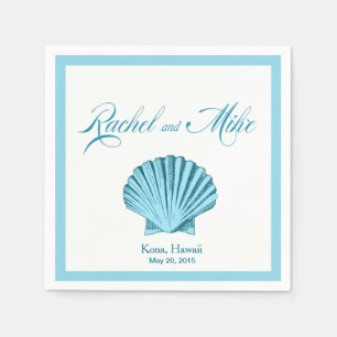 Serviettes Jetables Mariage de Scallop Seashell Beach   bleu menthe