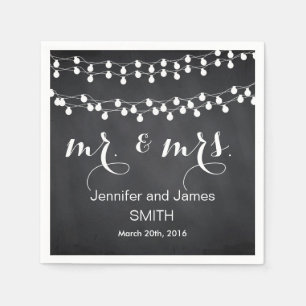 Serviettes Jetables Mariage de tableau noir Confetti Parties scintilla