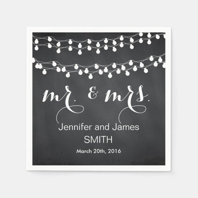 Serviettes Jetables Mariage de tableau noir Confetti Parties scintilla (Devant)