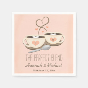 Serviettes Jetables Mariage de tasses de café Coeur Monogramme