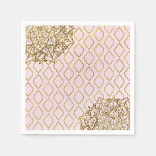 Serviettes Jetables Mariage des nuits marocaines Rose & Or
