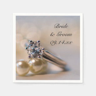 Serviettes Jetables Mariage Diamond Ring et Pearl