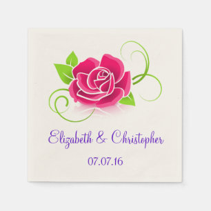 Serviettes Jetables Mariage d'illustration rose
