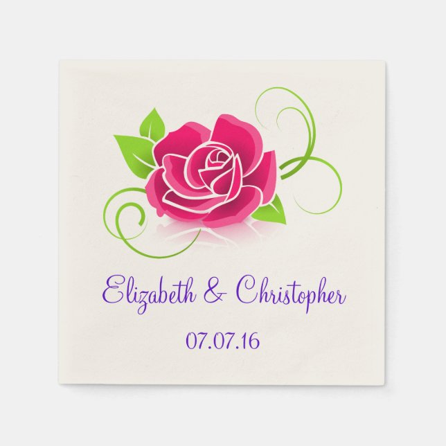 Serviettes Jetables Mariage d'illustration rose (Devant)