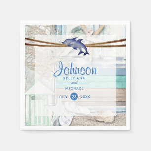 Serviettes Jetables Mariage Dolphin en bord de mer