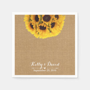 Serviettes Jetables Mariage du Burlap Country Sunflowers