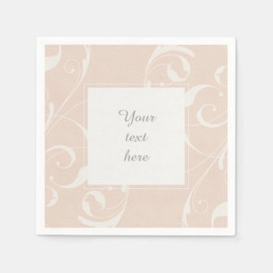 Serviettes Jetables Mariage élégant floral blanc et pêche