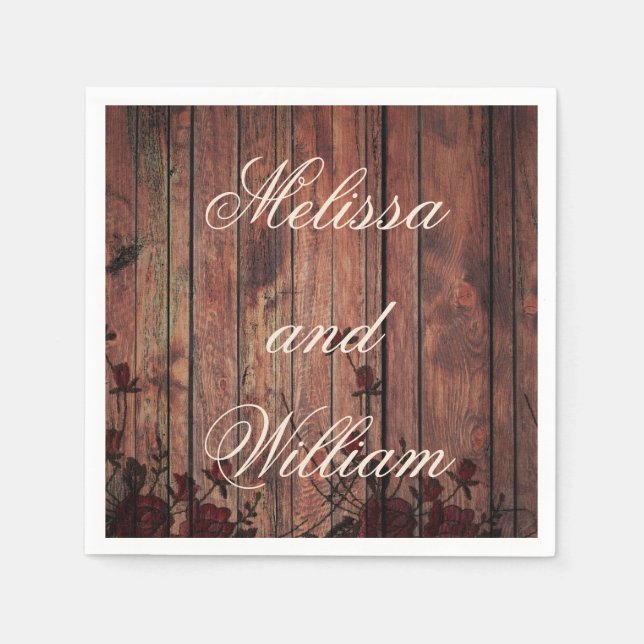 Serviettes Jetables Mariage en Faux Dentelle Rouge (Devant)