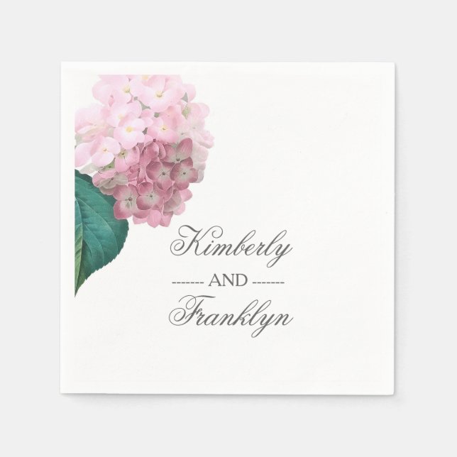 Serviettes Jetables Mariage Floral Hydrangea rose (Devant)