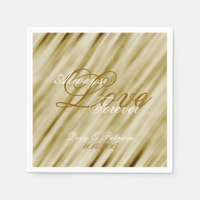 Serviettes Jetables Mariage Glam Gold (Devant)