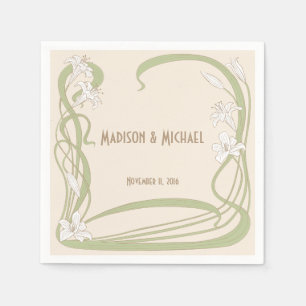 Serviettes Jetables Mariage Lys blancs