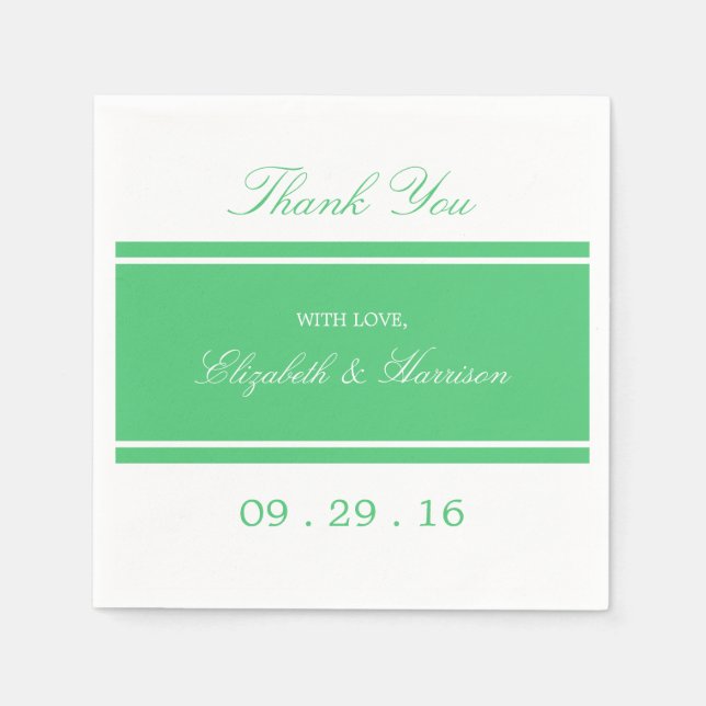 Serviettes Jetables Mariage moderne Emerald Green (Devant)