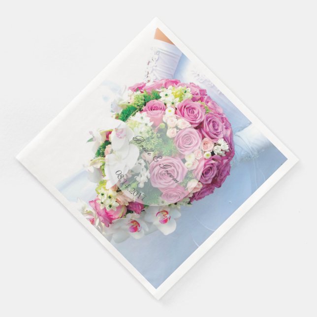 Serviettes Jetables Mariage modifiable de dentelle nuptiale (Coin)