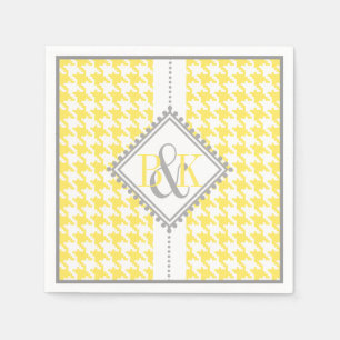 Serviettes Jetables Mariage motif jaune, blanc