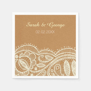 Serviettes Jetables Mariage papier dentelle et Kraft