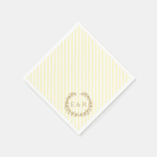Serviettes Jetables Mariage Pastel Lemon Yellow Wreath et Sprig
