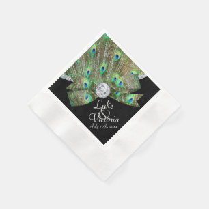 Serviettes Jetables Mariage Peacock Elegance & Diamonds