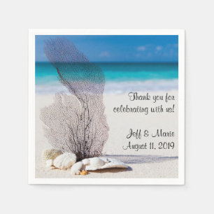 Serviettes Jetables Mariage personnalisé de plage de corail