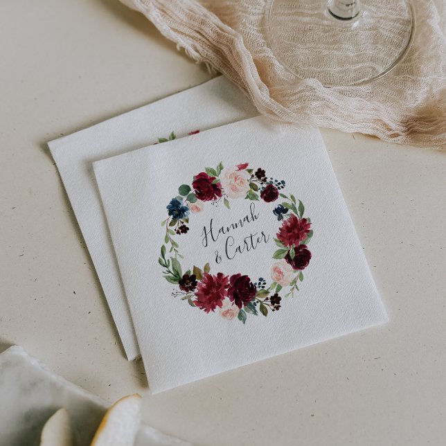 Serviettes Jetables Mariage personnalisé en fleur radieuse (Créateur téléchargé)