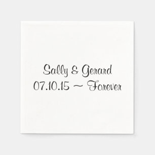 Serviettes Jetables Mariage personnalisé Napkin Blanc Retour noir