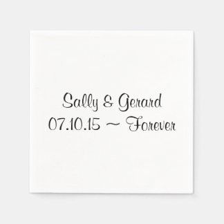 Serviettes Jetables Mariage personnalisé Napkin Blanc Retour noir