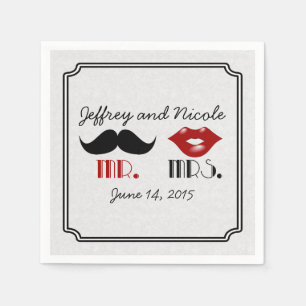 Serviettes Jetables Mariage personnalisé Retro Mustache
