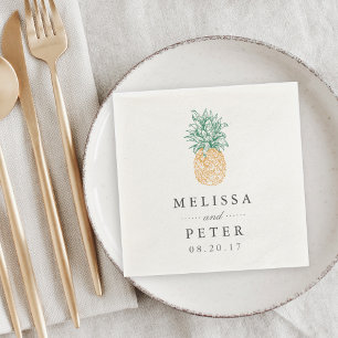 Serviettes Jetables Mariage personnalisé vintage ananas