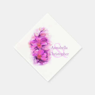 Serviettes Jetables Mariage rayonnant orchidée aquarelle papier servie