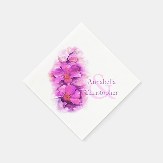Serviettes Jetables Mariage rayonnant orchidée aquarelle papier servie (Coin)