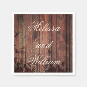 Serviettes Jetables Mariage Red Faux Lace