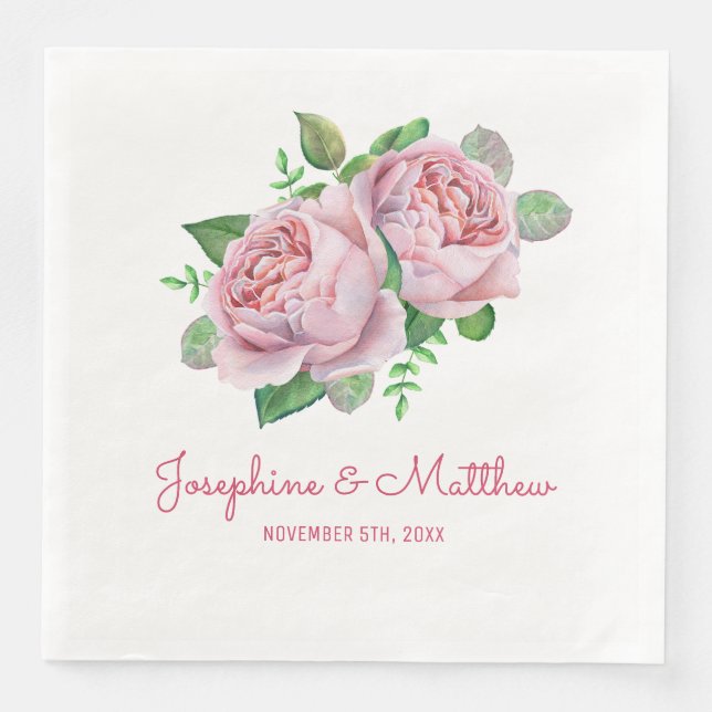 Serviettes Jetables Mariage rose (Devant)